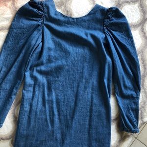 Puffy sleeve jean dress